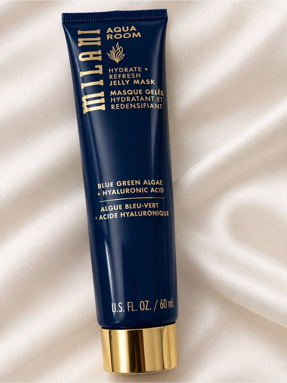 Milani Aqua Room Hydrate + Refresh Jelly Mask — Deep Navy with Gold Accents
